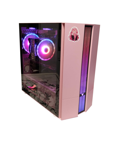 Pink AMD Gaming PC mit Ryzen 5 3600 und RX 7600 8GB