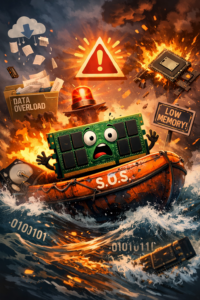 Arbeitsspeicher Problem Symbol Bild RAM mit Warnung und SOS