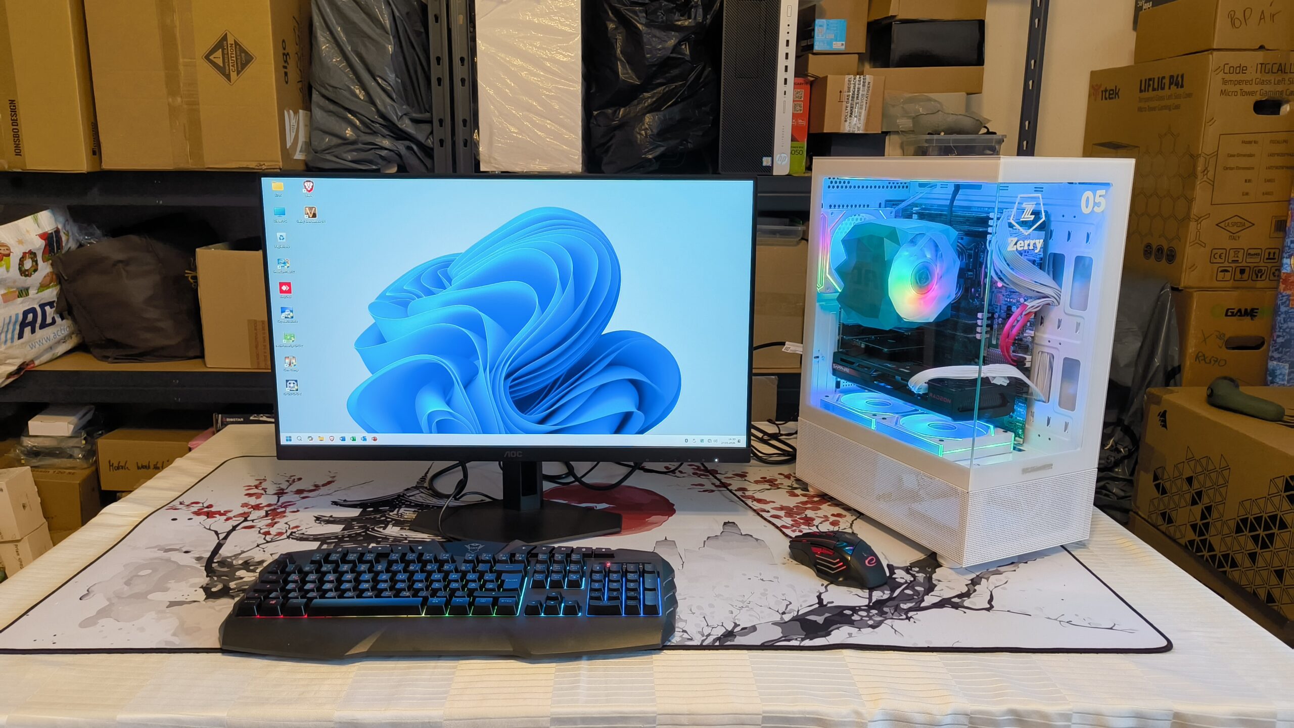 Zerry Hummer White SET X79S Gaming PC mit RX 7600 8GB