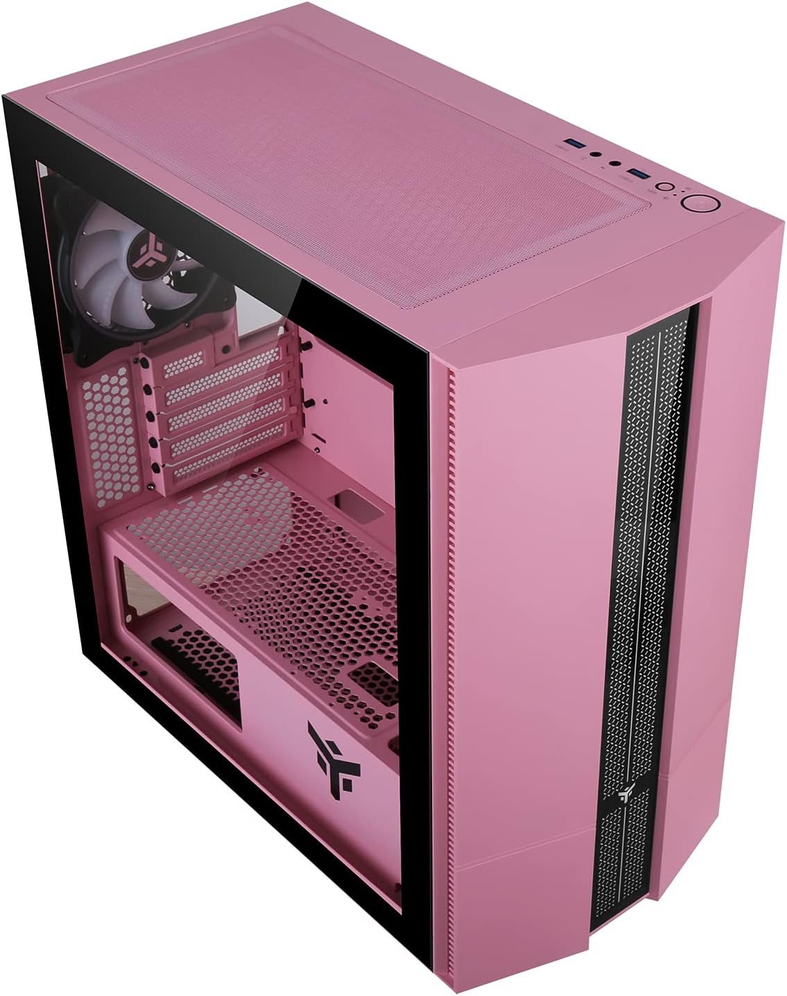 iTek LIFLIG P41 Gaming-Gehäuse Pink – Micro-ATX Mini-Tower mit Tempered Glass und ARGB