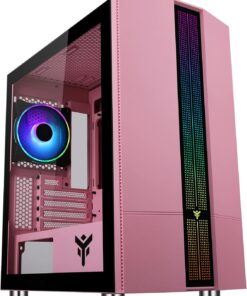 iTek LIFLIG P41 Gaming-Gehäuse Pink – Micro-ATX Mini-Tower mit Tempered Glass und ARGB