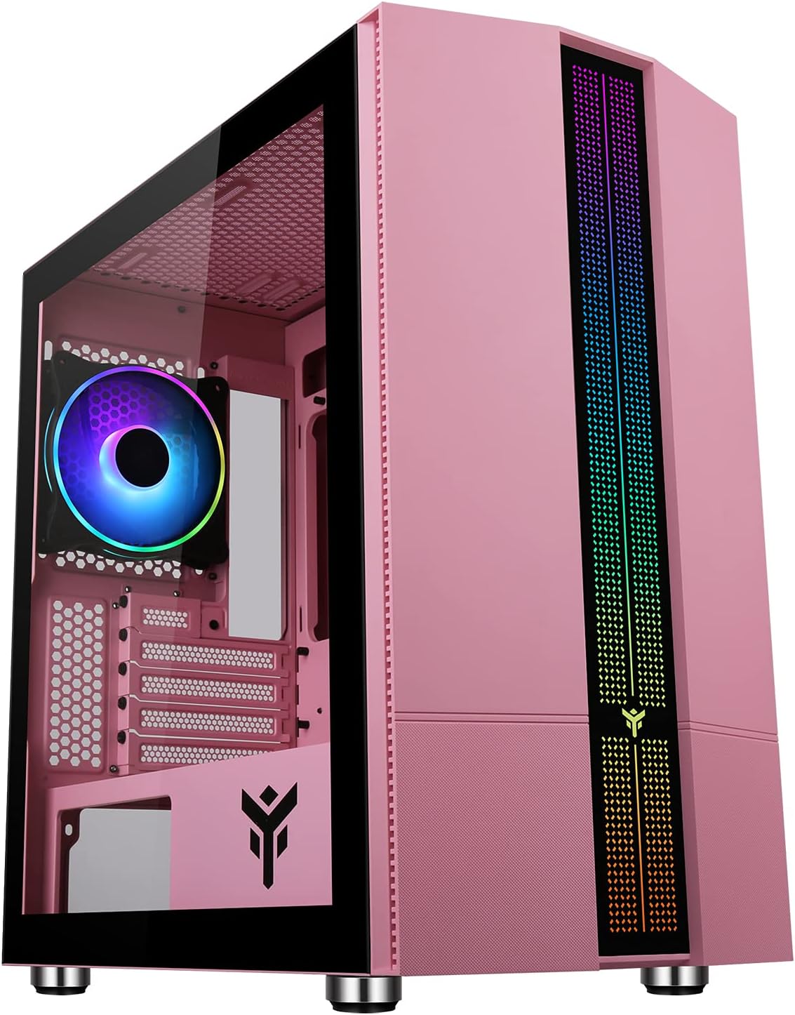 iTek LIFLIG P41 Gaming-Gehäuse Pink – Micro-ATX Mini-Tower mit Tempered Glass und ARGB