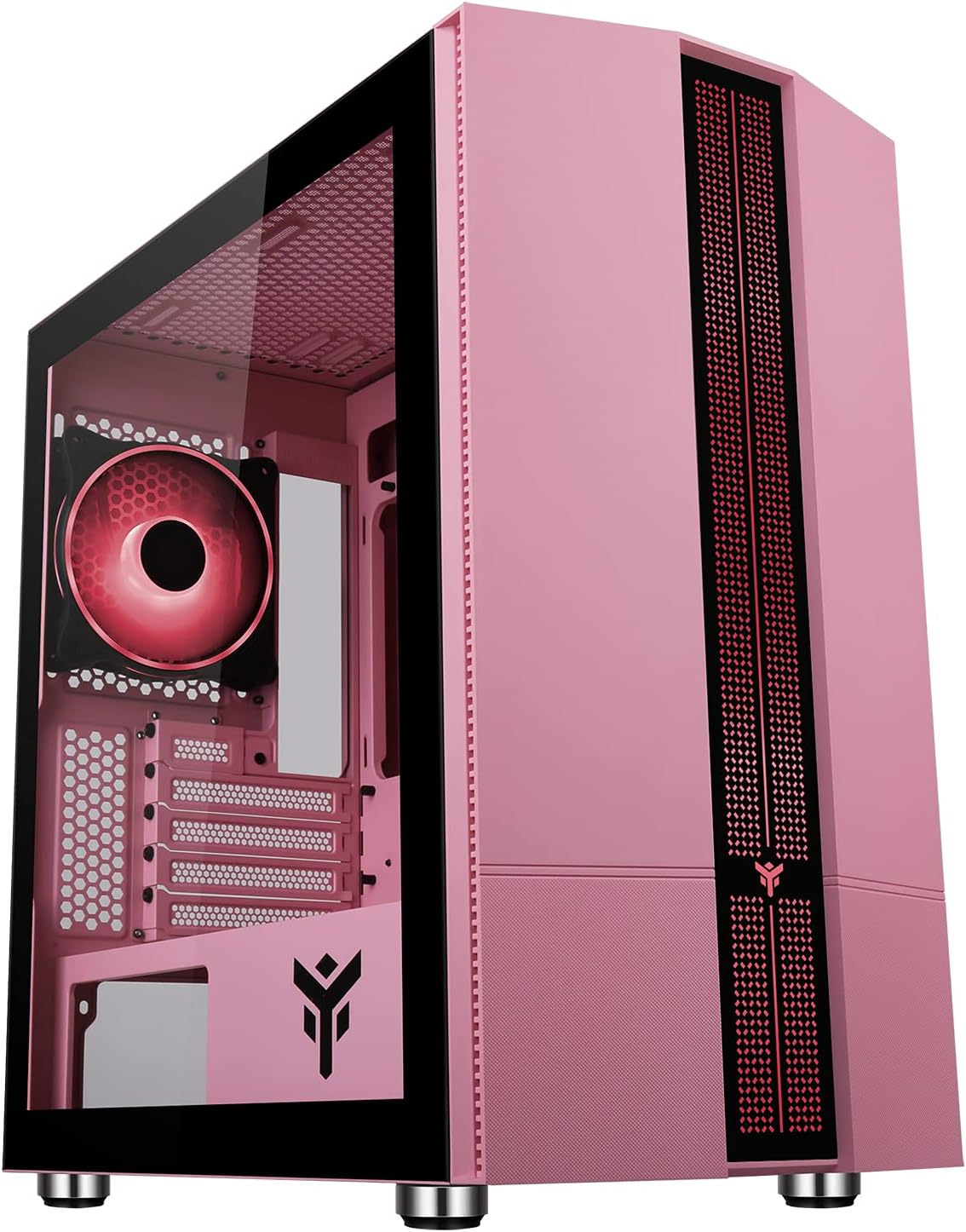 iTek LIFLIG P41 Gaming-Gehäuse Pink – Micro-ATX Mini-Tower mit Tempered Glass und ARGB